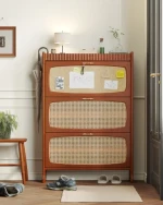 Luxury High quality Carbonized poplar wood shoe rack cabinet double-deck dump shoe storage cabinet