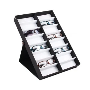 Luxury Leather Optical Eyewear Display Tray  Eyeglasses Sunglasses Organizer Storage Box Glasses Display Case