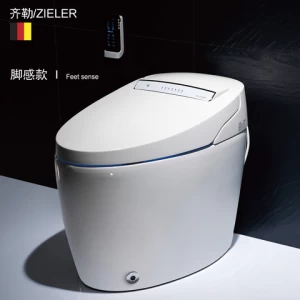 Luxury rimless P-trap sanitary ware ceramic intelligent smart wall hung toilet with bidet