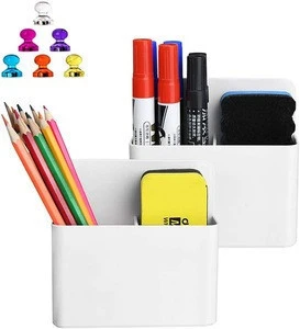 Magnetic Dry Erase Marker Holder Whiteboard Marker Holder Mighty-magnetic Marker Pen Organizer for Whiteboards (White)