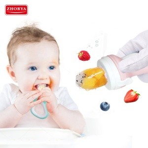 Mesh bag 2mm round juice hole  with sleek handle  silicone baby teether toy