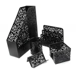 Metal Desk Organizer Set 5-Piece Desk Accessories with Pencil Cup Holder Letter Sorter  File Holder,Business Card Holder