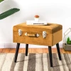 Modern Chair Furniture Pouf Footstool Tufted Woven Velvet Fabric Suitcase Storage Stools Bed Ottoman with Wood Legs