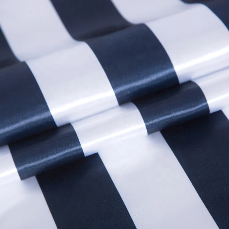 modern concise 100% polyester black and white stripe printed satin table runner for decoration wedding