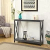 Modern fancy narrow wall console table with shelf design