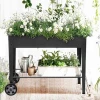 Movable Raised Planter Box with Legs Elevated Garden Bed On Wheels for Vegetables Herb Patio Planter Stand