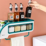 Multifunctional Wall Mounted kitchen seasoning box Condiment Storage Seasoning Box Set Salt Sugar Spice Pepper Spice Jars Set