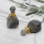 Natural High Quality Labradorite Perfume Bottle Pendant Faceted Texture Crystal Stone for Women Girls Diffuser Necklaces Making