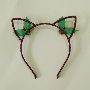 New Arrival Women&#39;s Hair Accessories Girl Artificial Flower Cat Ear Christmas Headband