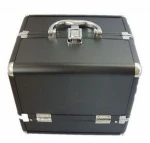 new black large capacity aluminum make up case with extendable trays