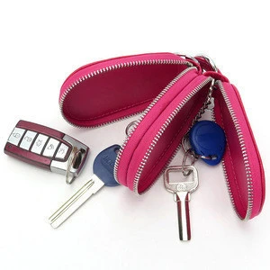 New Cowhide Car Key Wallets Men Women Genuine Leather Organizer Multifunctional Housekeeper New Double Zipper Motor Key Case