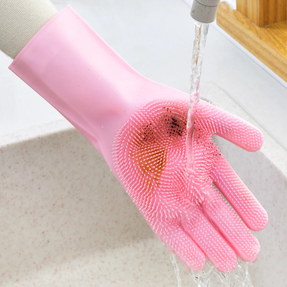 New extension thickened black technology dishwashing gloves kitchen durable silicone gloves vegetable washing gloves