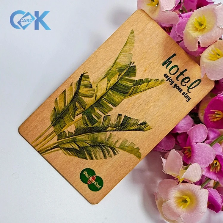 New Product CMYK Printing Colorful Wooden Key Card