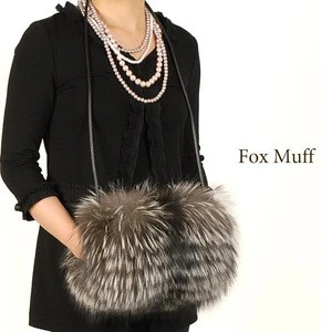 New products Fox Fur Hand Warmer Muff for women