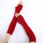 New Women's Winter Long Gloves DIY Fine Wool Knitting Mitten Warm Fingerless Gloves Gants Femme For Women