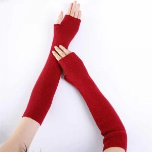 New Women&#x27;s Winter Long Gloves DIY Fine Wool Knitting Mitten Warm Fingerless Gloves Gants Femme For Women