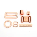 Nickel & Lead Free Customized Design Gold Metal Labels Clasp Ring Sliders Metal Accessories For Swimwear