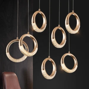 Nordic Hanging Lamps Modern Home Lighting Gold Pendant Necklace Ring Style Kitchen Decorative Luxury Chandeliers Pendant Lights