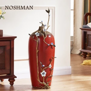NOSHMAN vase en porcelain Nordic Style Home Decor Large Flower Porcelain Vases Big Enamel Luxury Ceramic Vases