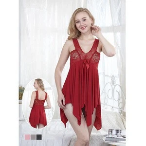 OEM ODM wholesale sleep dress clothes women beautiful lace red babydoll sexy transparent sexy nighty for honeymoon images