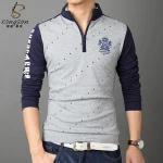 OEM Service Men Long Sleeves Zipper-UP POLO T Shirt