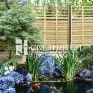 Onethatch Bamboo Fence (Misu Gaki, Sundried Color) ; Bamboo Garden Fence Panel 6FT High for Resorts, Themed Parks, and Zoos.