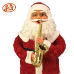 Outdoor Decoration Plush Red Cloth Set 1.6M Christmas Santa Claus Playing Saxophone