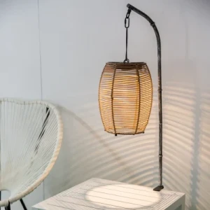 Outdoor Living Solar Portable Rattan Lamp with Stand