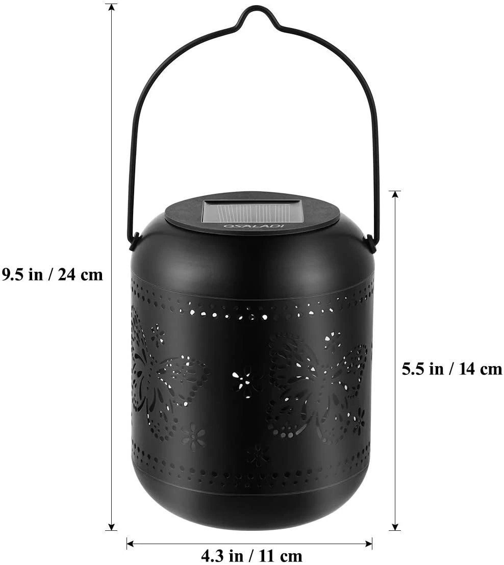 Outdoor Retro Butterfly LED Lamp Decorative Tabletop Light Hanging Solar Lantern for Garden Patio Land