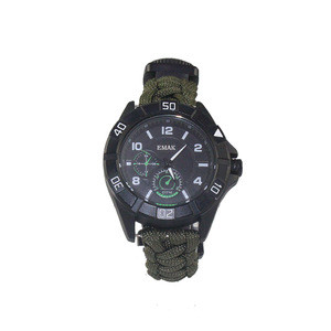 Outdoor Sport Equipment Camping Custom Logo Cheap  Multifunction Survival Paracord Survival Watch, Wholesale Climbing Watch