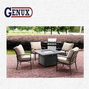 Outdoor square aluminum gas fire pit