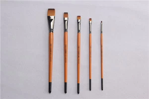 Paint Watercolor Oil Art Professional 5pcs Aritist Artist Flat Copper Short Nylon Painting Brush Set