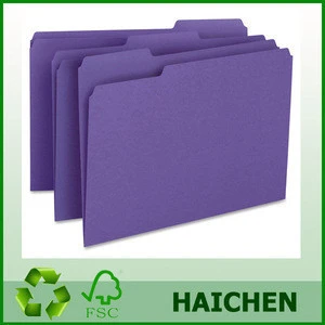 Paper/PVC/PP custom A4 purple document presentation hardcover manila file folder
