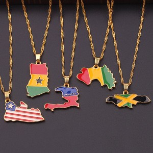 Personality Jewelry American 18K Gold Plated Stainless Steel Necklace Jewelry Customized Map Necklace