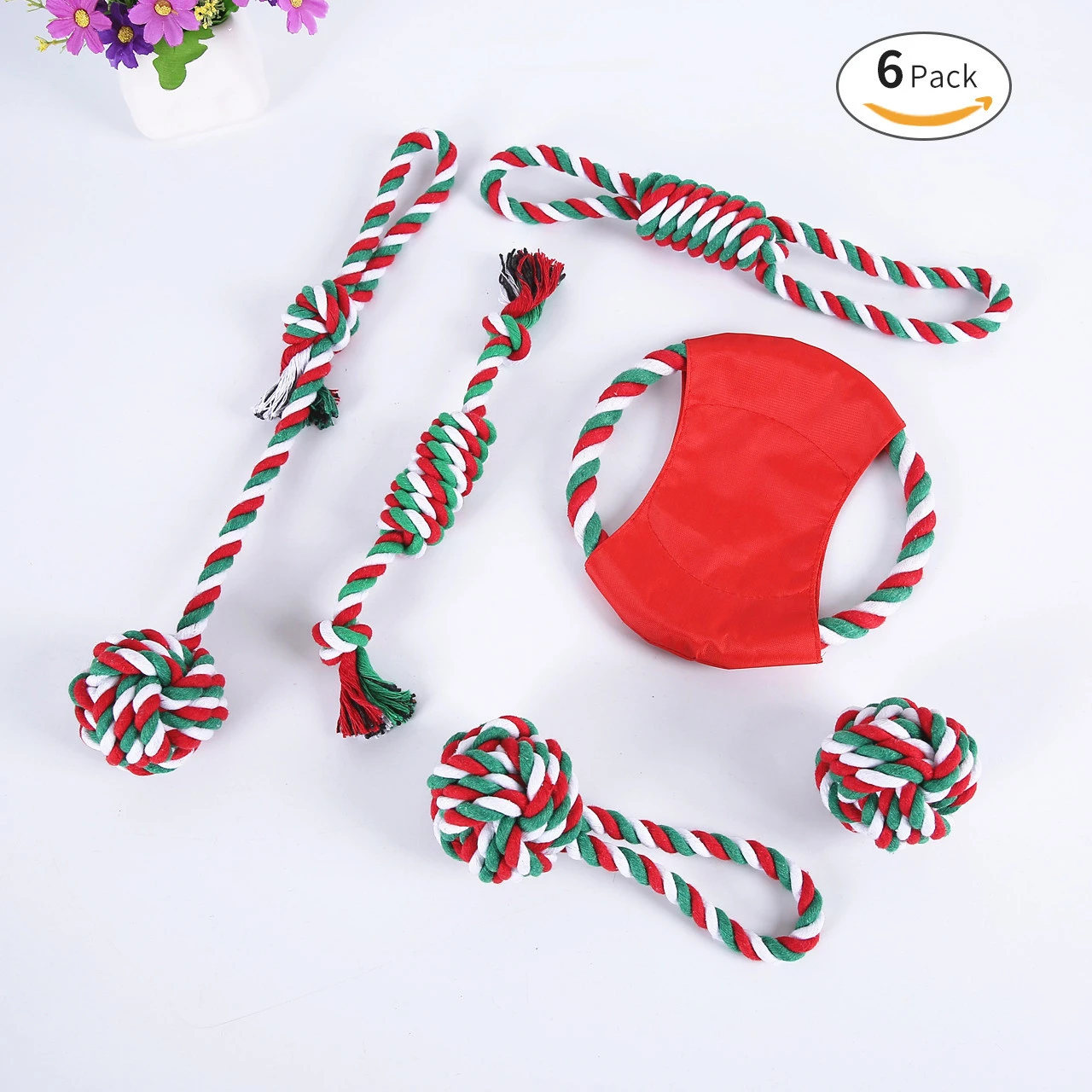 Pet supplies dog cotton rope toys molar Christmas pet toy set  chew pet puppy toys gift set ball rope