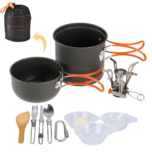 Picnic Hiking Utensils Camping Cooking Set Cookware Portable Camp Tool Folding Dinnerware Set