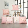Pink Hot Stamping Gold Foil Print Throw Pillow Covers Soft Velvet Square Cushion Covers