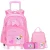 Import Pink School Bag With Trolly Lunch Box Pencil Bag Kits Sets Girl Loved Kitty Printing Design Cute Style from China