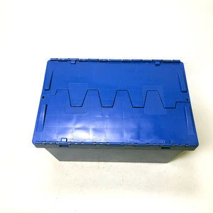 Plastic Oblique insert logistics box for storage food or sundries with a place for laber