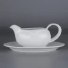 Porcelain dinner plate set, wholesale white gravy boat with dish/ saucer