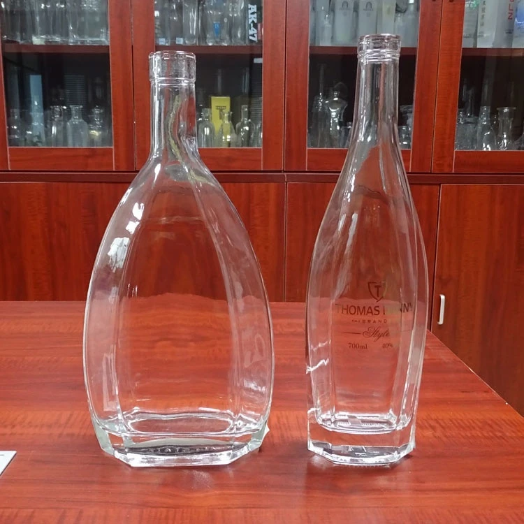 Premium flask shaped fancy empty french brandy xo bottle 70cl