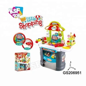 pretend play shelves kids supermarket toy with scan function