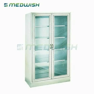 Professional manufacturer transparent glass cabinet operating room stainless steel wardrobe tool storage cabinet with lock