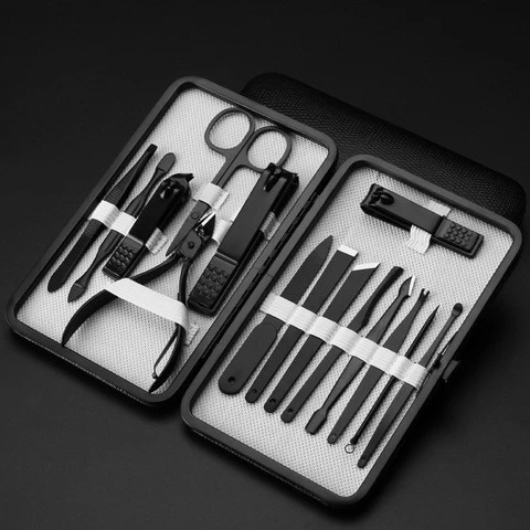 Professional Pedicure Kit Nail Scissors Grooming Kit with Black Leather Travel Case Nail Cutter Nail Clippers set Manicure Set