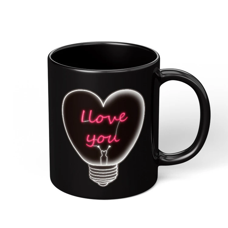 Promotional Custom Sublimation Logo 11oz Matte Black Ceramic Coffee Mug and Cup Drinkware