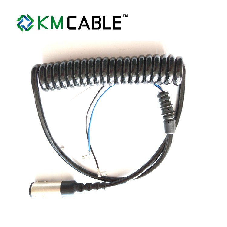PU coating colorful elastic coil cord flexible spring sipral cable for Industrial automation machinery equipment