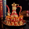 QIAN HU Vintage Ramadan Kareem Gifts Turkish Tea and Coffee Set Wedding Home Decoration Zinc Alloy Wine Set