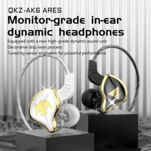 QKZ AK6 ARES Pluggable earphones 3.5mm in ear wired earphones Monitor earphones HiFi stereo DJ bass sports headset HD call MIC