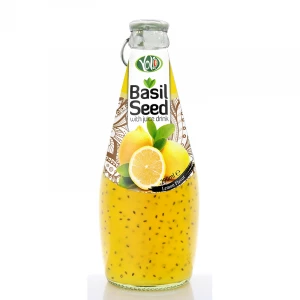 Quality Healthy drink 290ml Glass Bottle Basil Seed Drink with Kiwi Juice Flavor by Beverage Wholesale Not From Concentrate