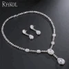 RAKOL Dubai Wedding Jewelry Set Big Tears Drop Pendant Fancy Drop CZ zircon necklace Set S104